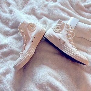 Converse Cream & Gold High Tops NWT